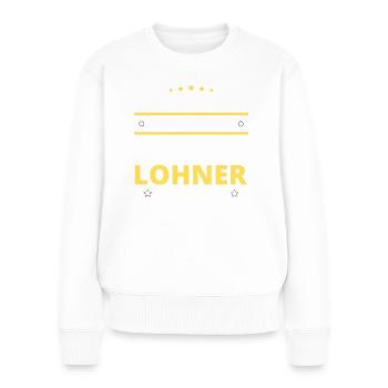 Cadeau Lohner - Deux types de... Concevoir - Pull Premium bio Femme - blanc - Devant - Julia (174cm)