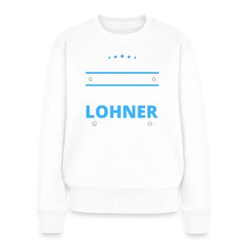 Cadeau Lohner - Deux types de... Concevoir - Pull Premium bio Femme - blanc - Devant - Julia (174cm)