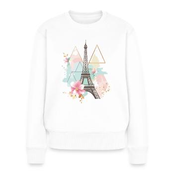 Paris Tour Eiffel Horizon France Art coloré - Pull Premium bio Femme - blanc - Devant - Julia (174cm)