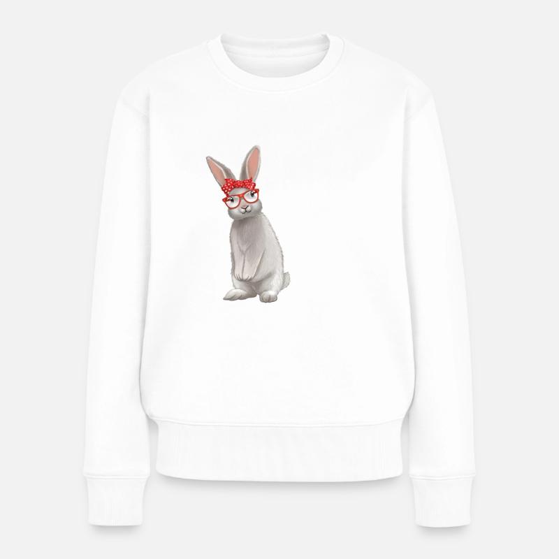 Best Bunny Mom Ever Kaninchen Mutter Hasen Spruch - Frauen Premium Bio Pullover - Weiß