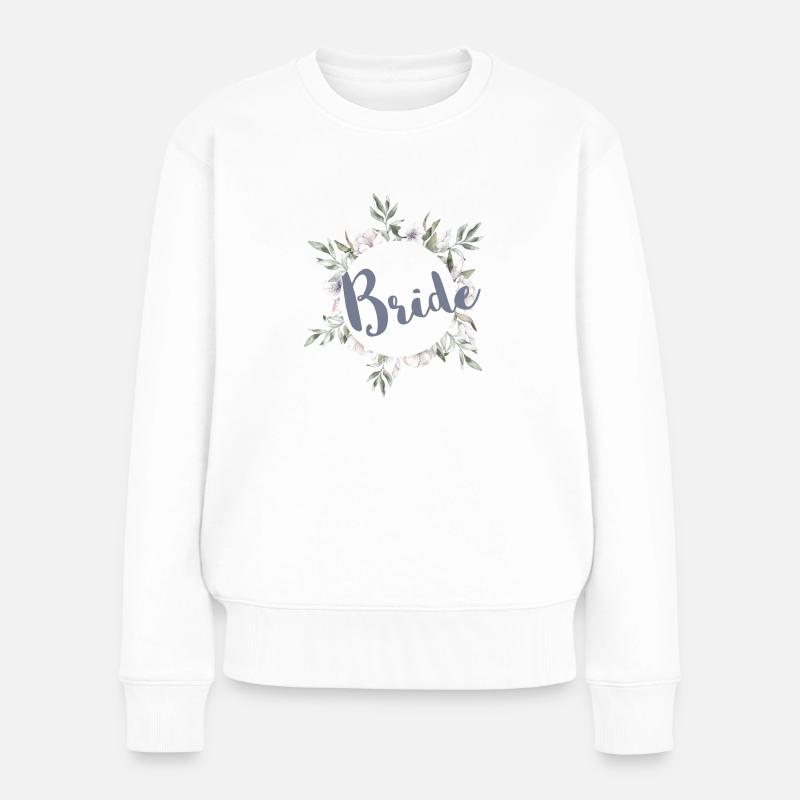 Bride Greenery & Blüten Braut - Frauen Premium Bio Pullover - Weiß