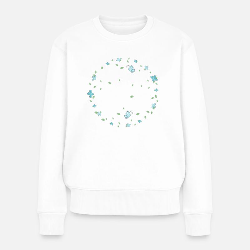 JGA Party Blumenkranz Blumen Hier kommt Team Braut - Frauen Premium Bio Pullover - Weiß