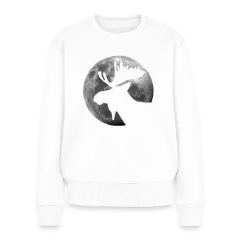 L’orignal dans la forêt de pleine lune animal - Pull Premium bio Femme - blanc - Devant - Julia (174cm)