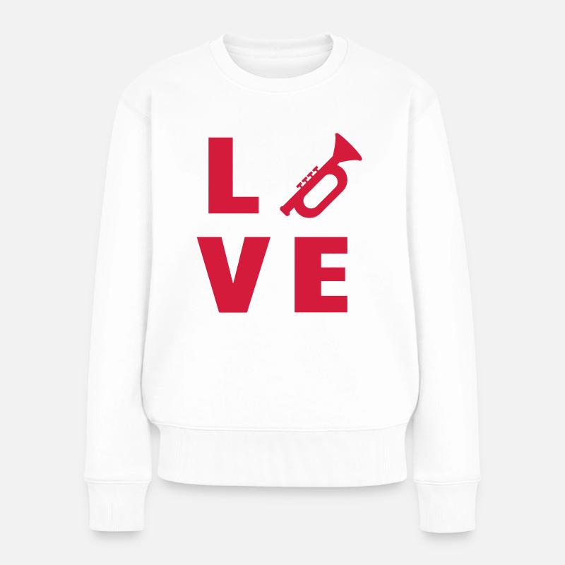 Trompete Trompeter Musik Musiker Musikerin - Frauen Premium Bio Pullover - Weiß