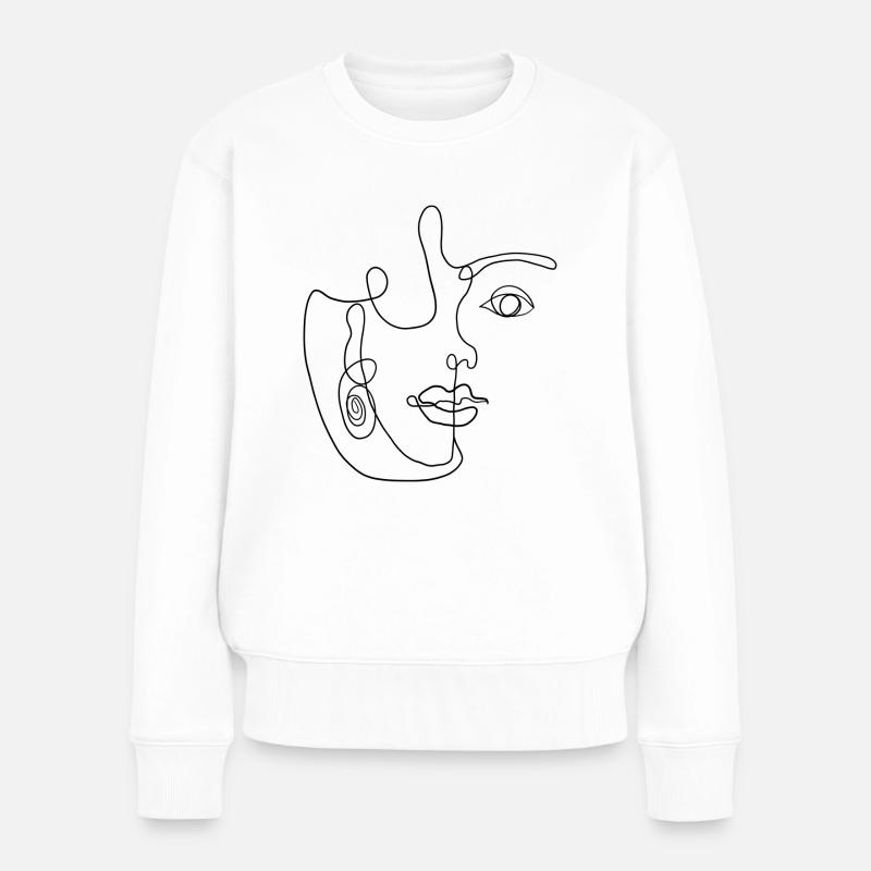 One Line Art - Pull Premium bio Femme - blanc