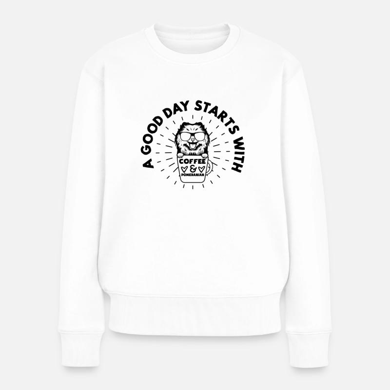 Spitz Pomeranian Zwergspitz Hund - Frauen Premium Bio Pullover - Weiß