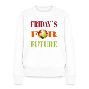 Fridays for future - Frauen Premium Bio Pullover - Weiß - Vorne - Julia (174cm)