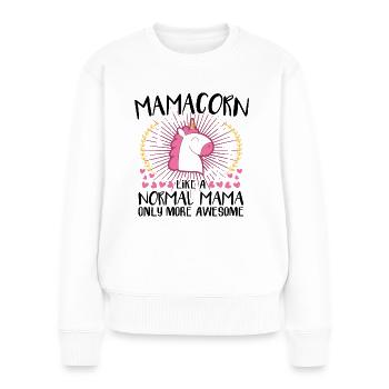 Mamacorn Mama Einhorn Muttertag Baby Familie Kind - Frauen Premium Bio Pullover - Weiß - Vorne - Julia (174cm)
