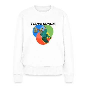 I LIKE SONGS - Frauen Premium Bio Pullover - Weiß - Vorne - Julia (174cm)