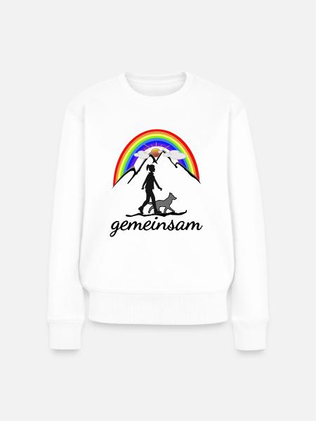 Hund und Frau gemeinsam - Frauen Premium Bio Pullover - Weiß