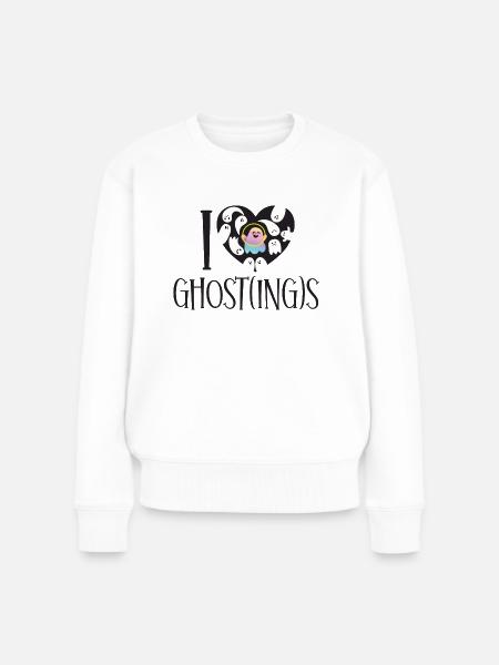 I ❤ Ghost(ing)s - Frauen Premium Bio Pullover - Weiß