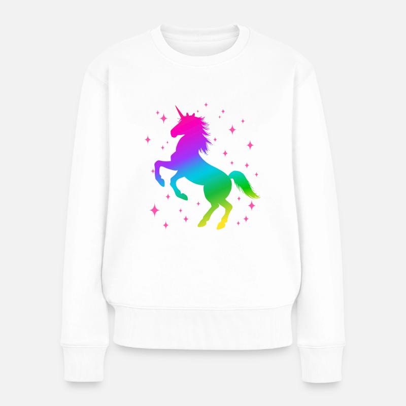 Einhorn Sterne - Frauen Premium Bio Pullover - Weiß