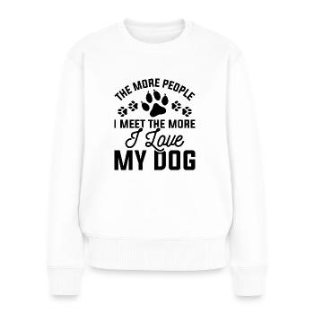 Ich liebe meinen Hund - Frauen Premium Bio Pullover - Weiß - Vorne - Julia (174cm)