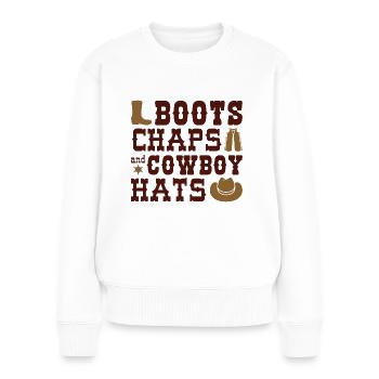 Bottes Chaps Et Chapeaux de Cowboy - Pull Premium bio Femme - blanc - Devant - Julia (174cm)