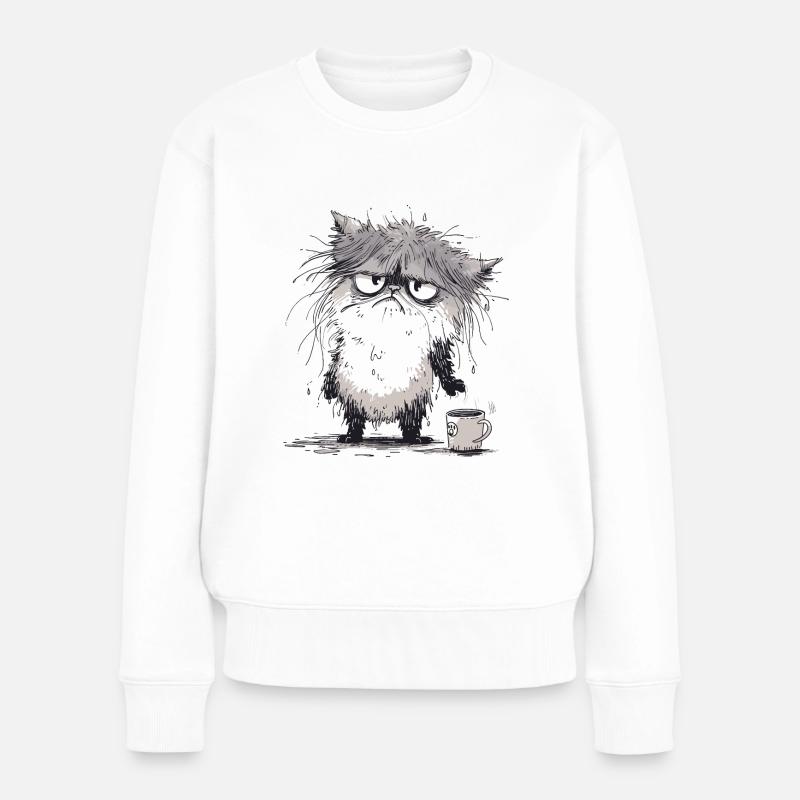 Grantige Katze - Frauen Premium Bio Pullover - Weiß