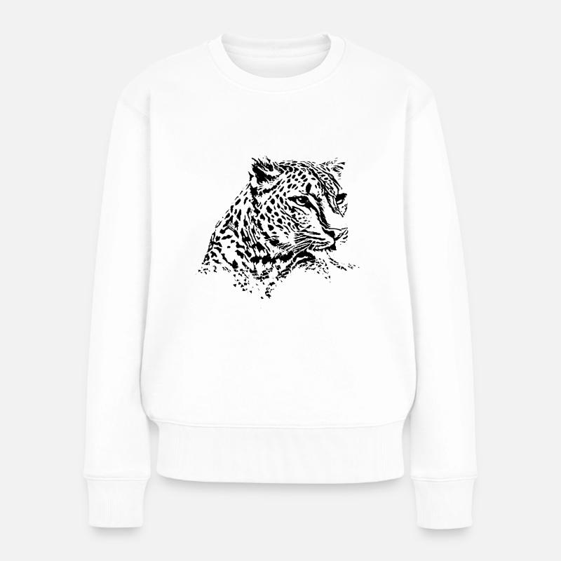 Leopard - Frauen Premium Bio Pullover - Weiß