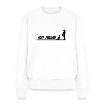 Meilleur chien d’assistance partenaire - Pull Premium bio Femme - blanc - Devant - Julia (174cm)