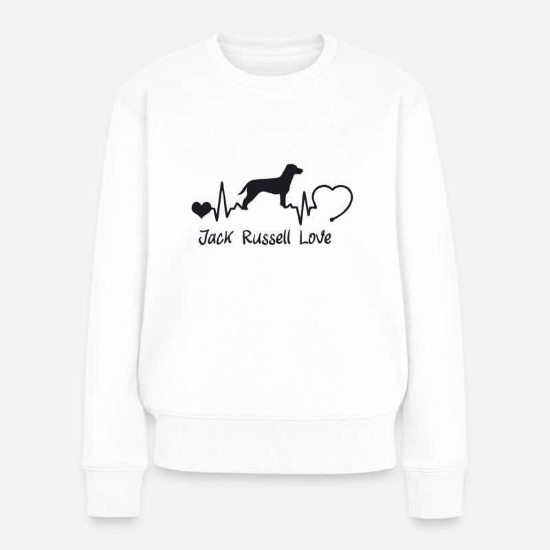 Jack Russell Terrier mit Herzschlag - Frauen Premium Bio Pullover - Weiß