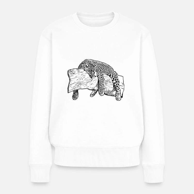 Leopard - Frauen Premium Bio Pullover - Weiß