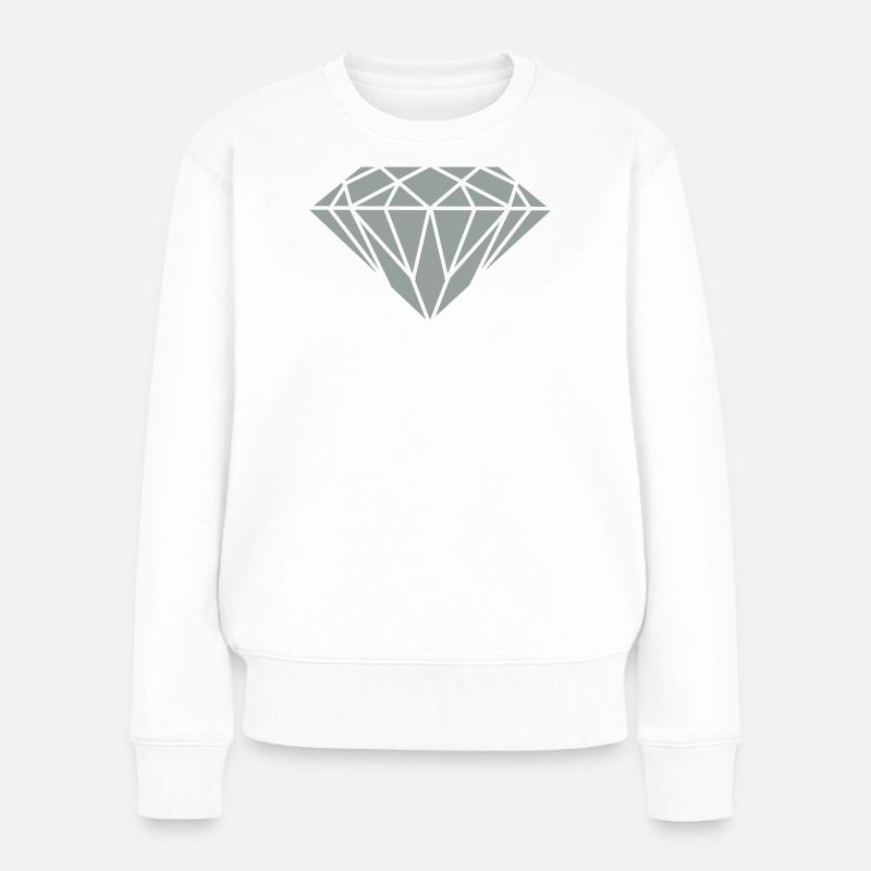 Geometrischer Diamant Linienkunst - Frauen Premium Bio Pullover - Weiß