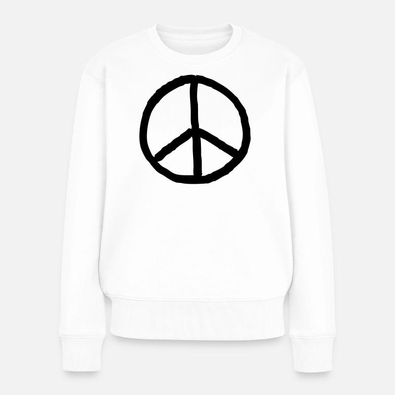 Friedenszeichen - Frauen Premium Bio Pullover - Weiß
