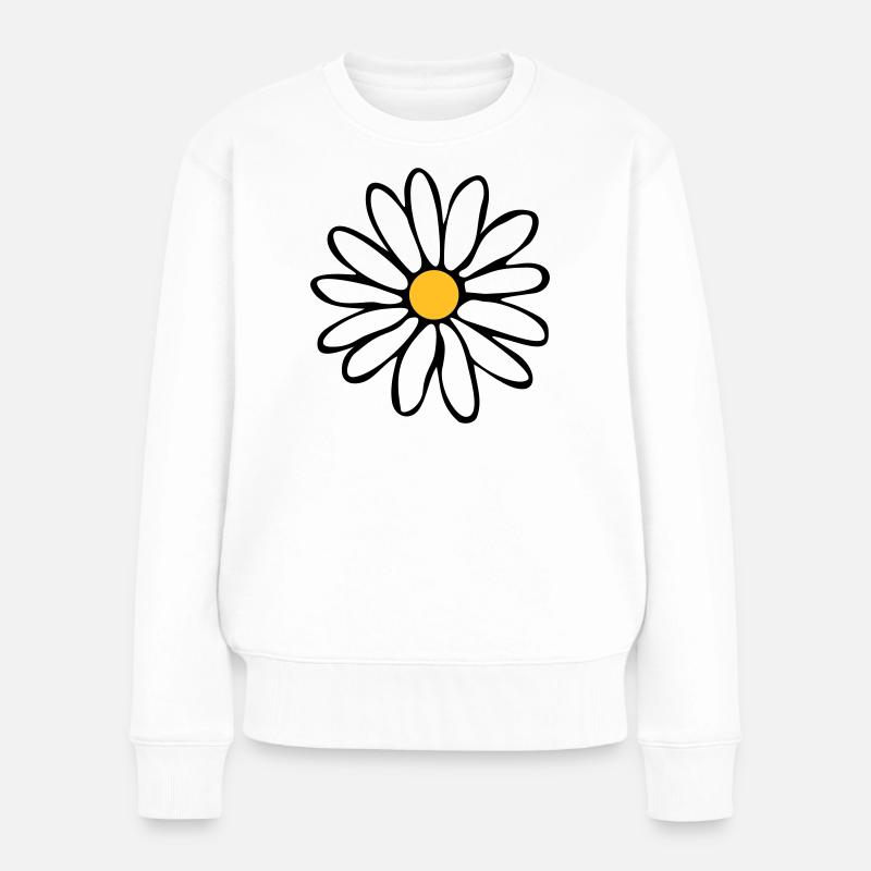 Margeriten - Frauen Premium Bio Pullover - Weiß