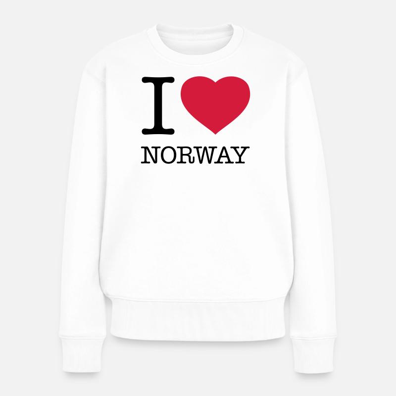I LOVE NORWAY Norge Norwegen - Frauen Premium Bio Pullover - Weiß