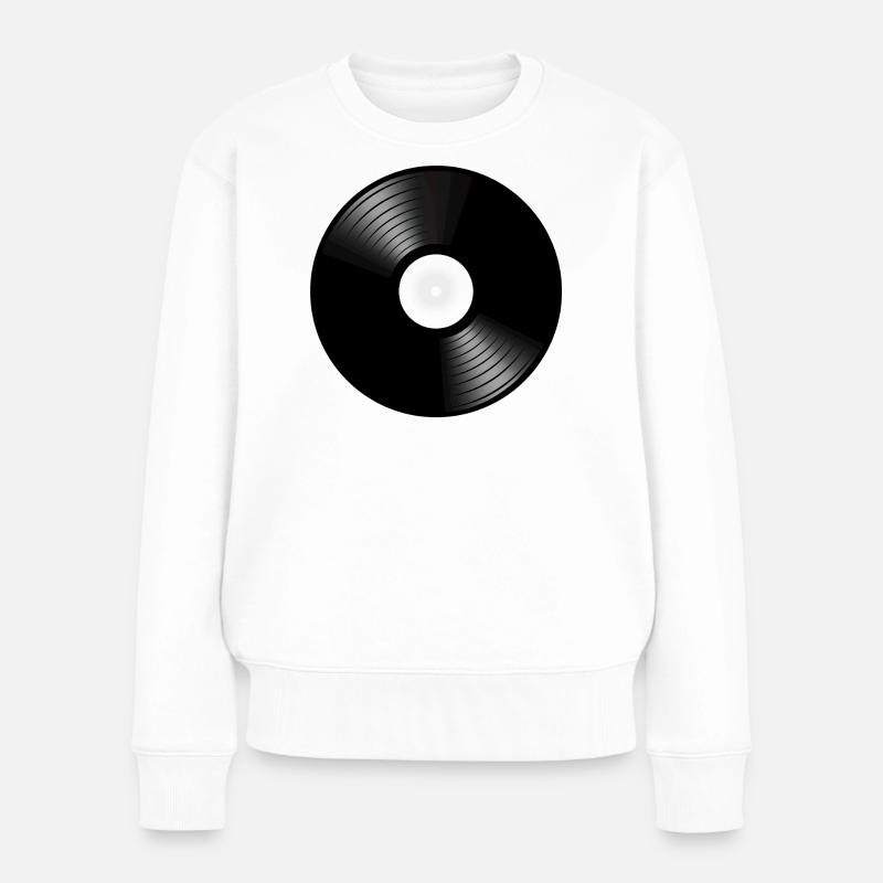 vinyle de phonographe disque platine DJ - Pull Premium bio Femme - blanc