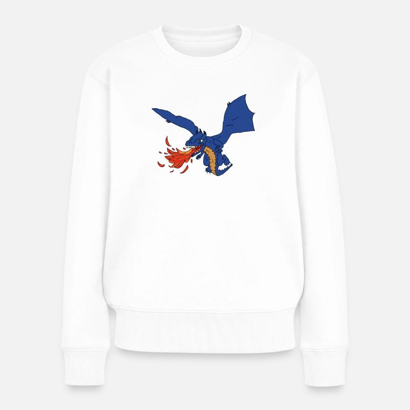 Drache - Frauen Premium Bio Pullover - Weiß