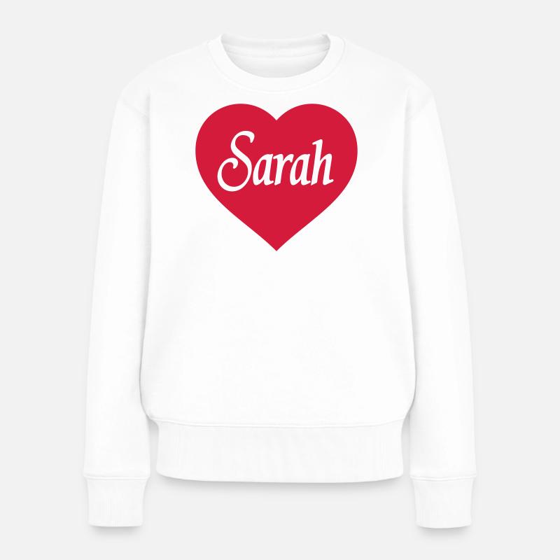 Herz "Sarah" - Frauen Premium Bio Pullover - Weiß