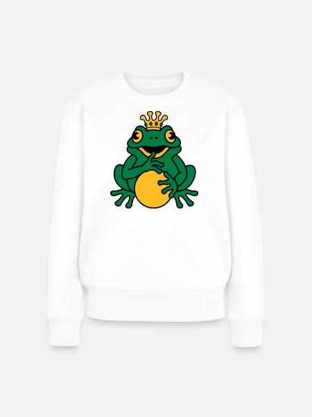 Froschkönig - Frauen Premium Bio Pullover - Weiß