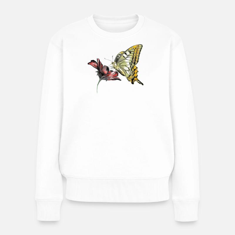 Schmetterling - Frauen Premium Bio Pullover - Weiß