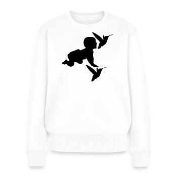 Baby Birds Vögel Kind Geburt Eltern Geschenk - Frauen Premium Bio Pullover - Weiß - Vorne - Julia (174cm)