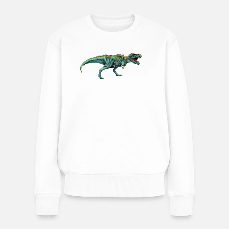 Dinosaurier - Frauen Premium Bio Pullover - Weiß
