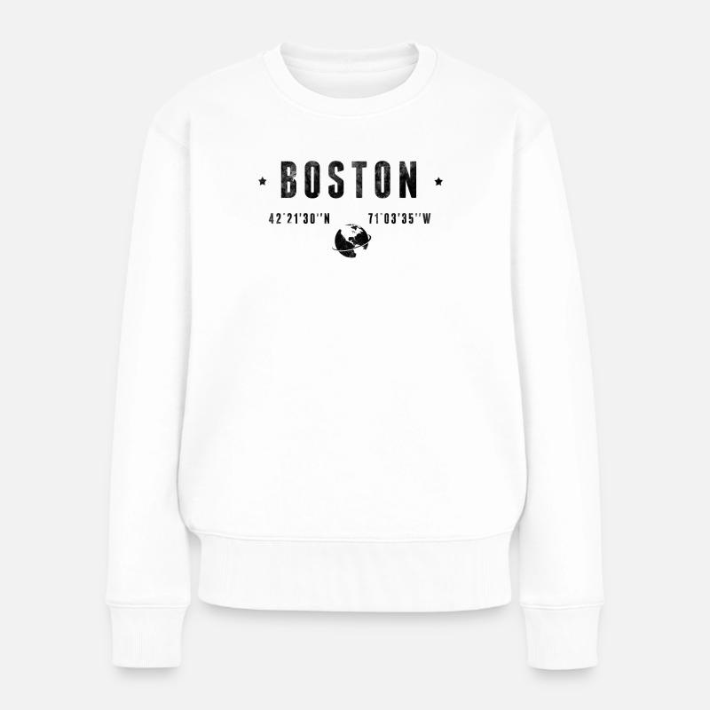 Boston - Frauen Premium Bio Pullover - Weiß