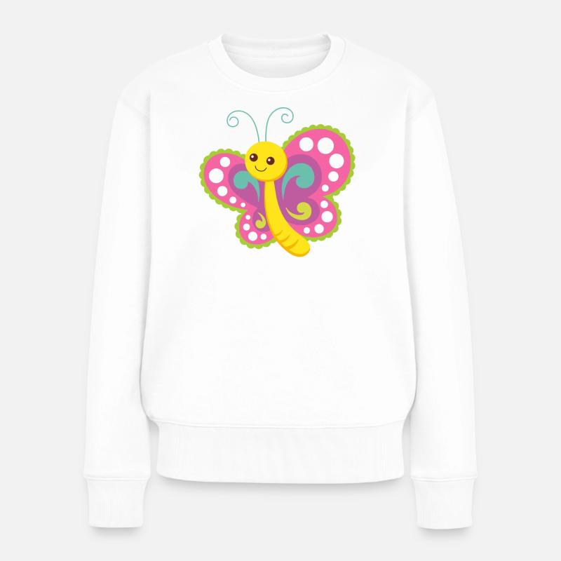 Schmetterling - Frauen Premium Bio Pullover - Weiß