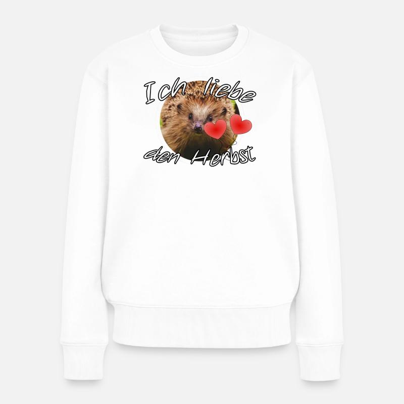 Ich liebe den Herbst Geschenk Igel Spruch Tier - Frauen Premium Bio Pullover - Weiß