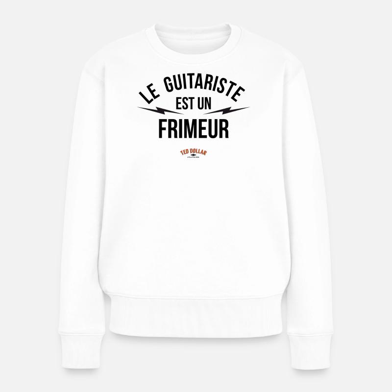 guitariste frimeur - Frauen Premium Bio Pullover - Weiß