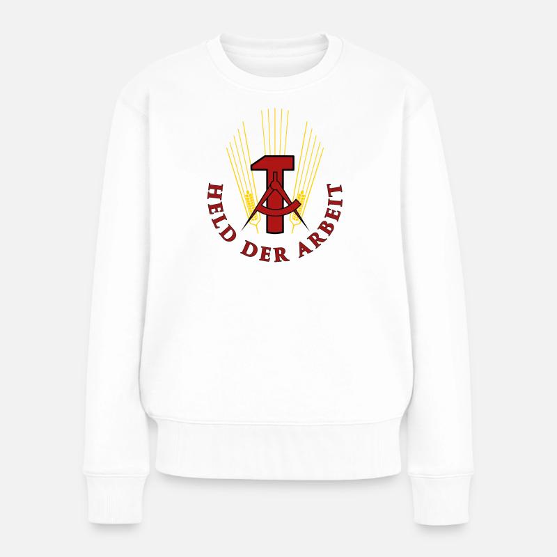 Held der Arbeit - Frauen Premium Bio Pullover - Weiß