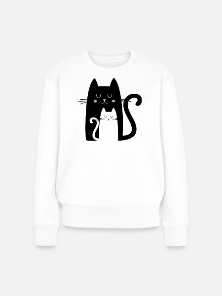 Kätzchen - Frauen Premium Bio Pullover - Weiß