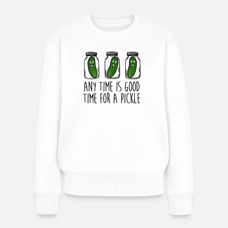 Jede Zeit ist eine gute Zeit für eine Gurke - Frauen Premium Bio Pullover - Weiß