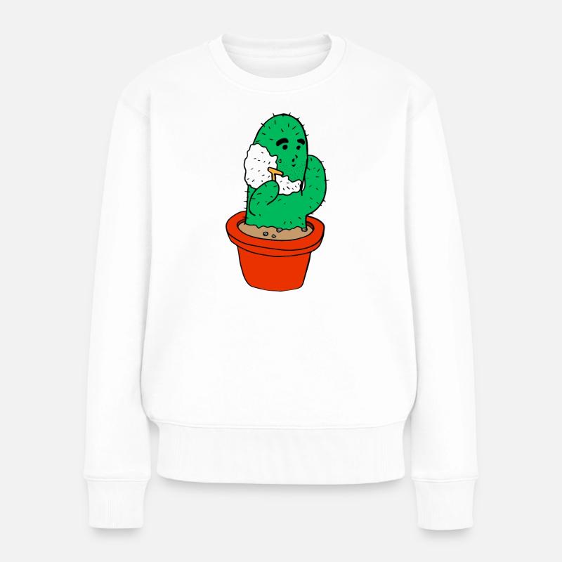Kindermotiv: Kaktus rasiert sich - Frauen Premium Bio Pullover - Weiß