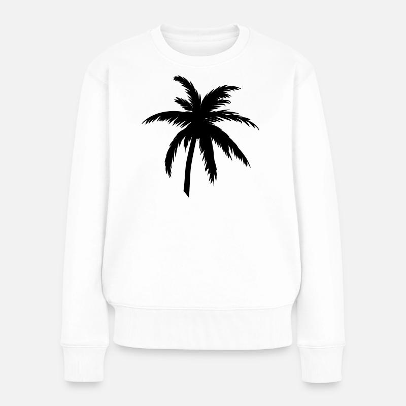 Palm Tree Silhouette Black – Tropical Style - Women's Premium Organic Jumper - white