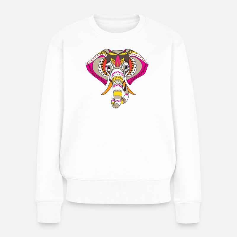 Tribal Elefant Muster - Frauen Premium Bio Pullover - Weiß
