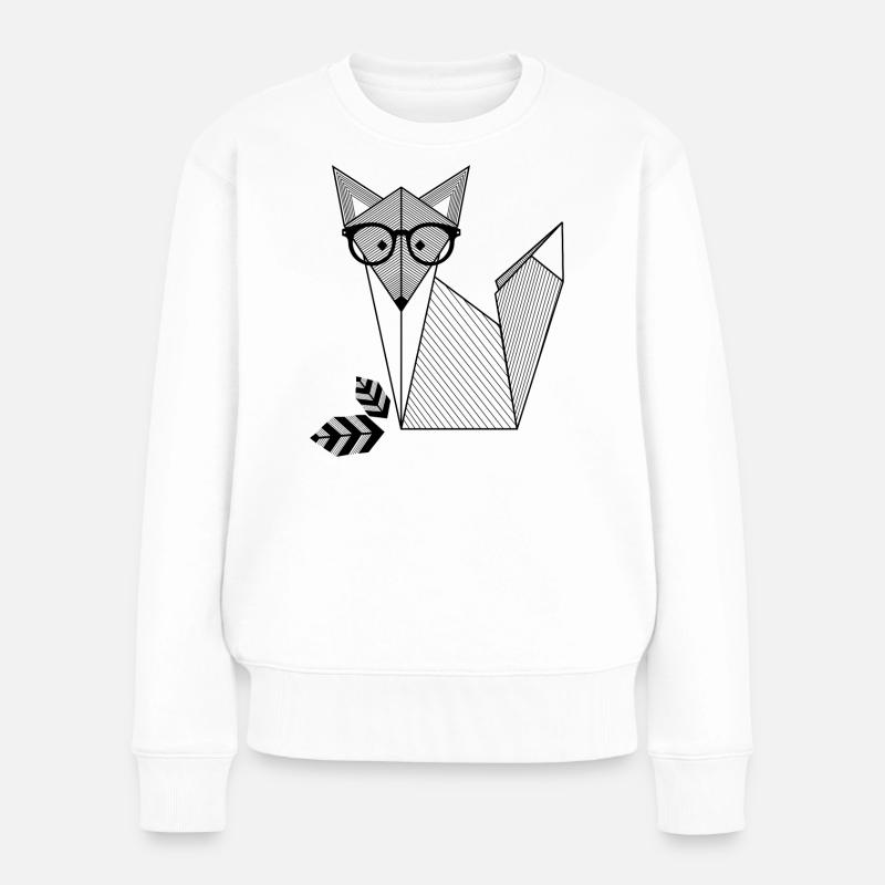 Fuchs mit Brille - Frauen Premium Bio Pullover - Weiß