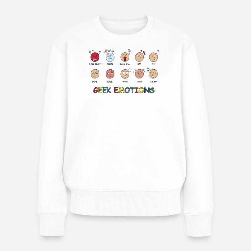 GEEK EMOTIONS - Texte NOIR - Pull Premium bio Femme - blanc