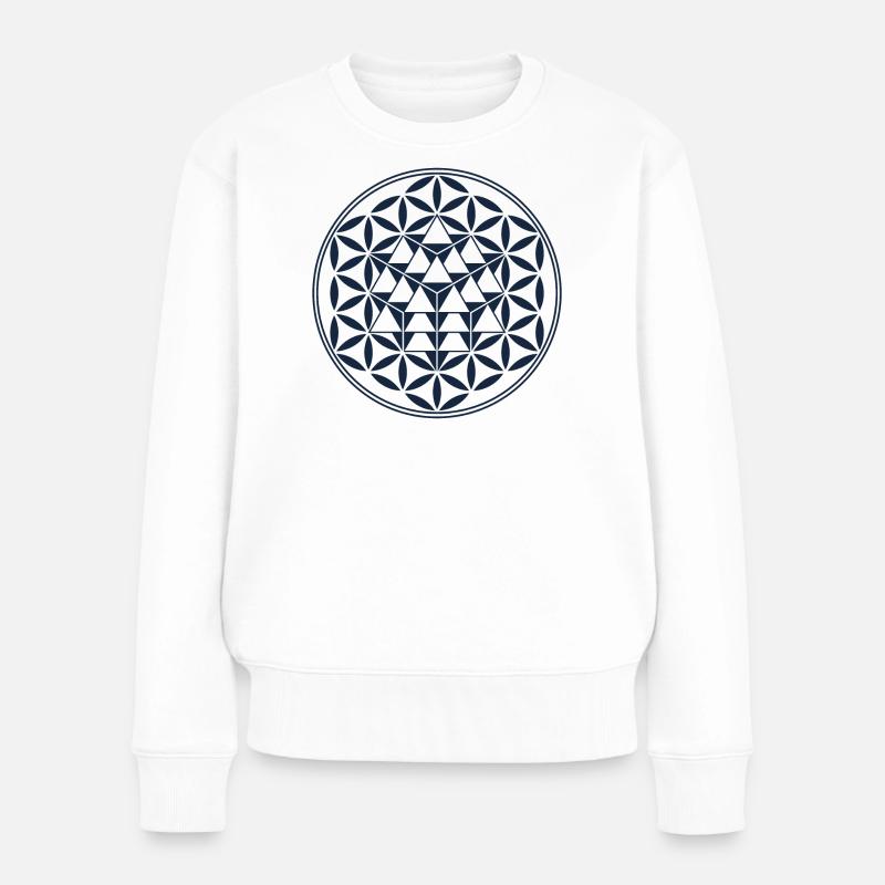 Equilibre vectoriel, géométrie sacrée - Pull Premium bio Femme - blanc