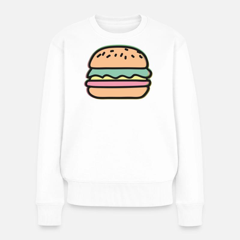 Burger Illustration - Pull Premium bio Femme - blanc