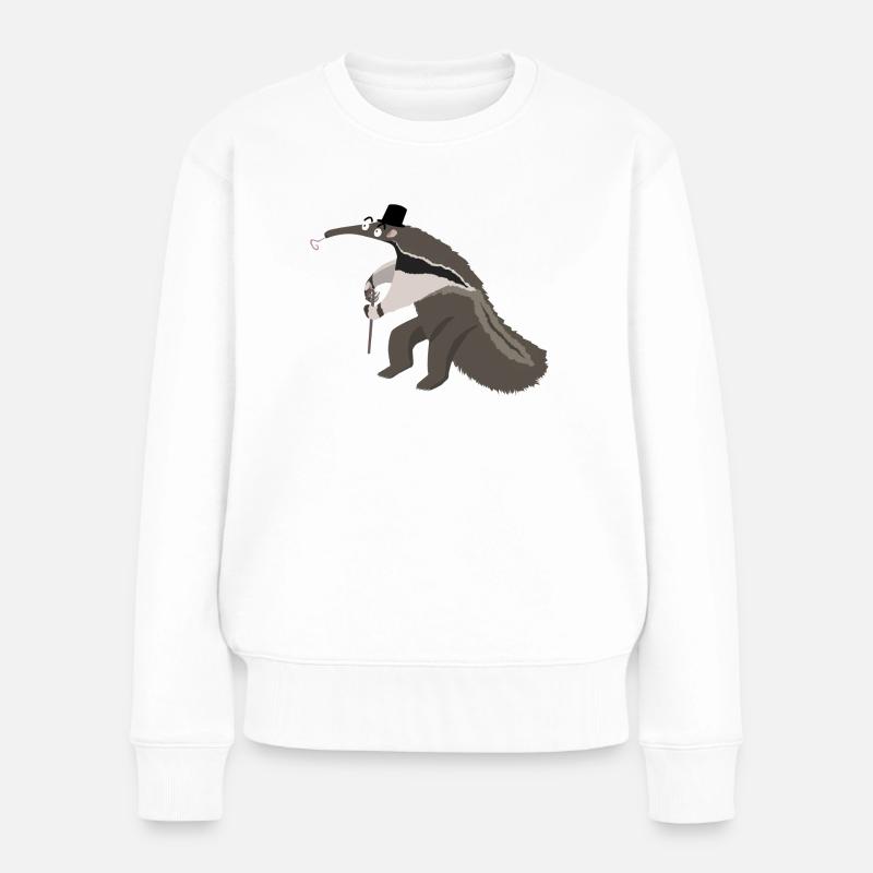 Langnasiger Nasenbär mit Stock - Frauen Premium Bio Pullover - Weiß