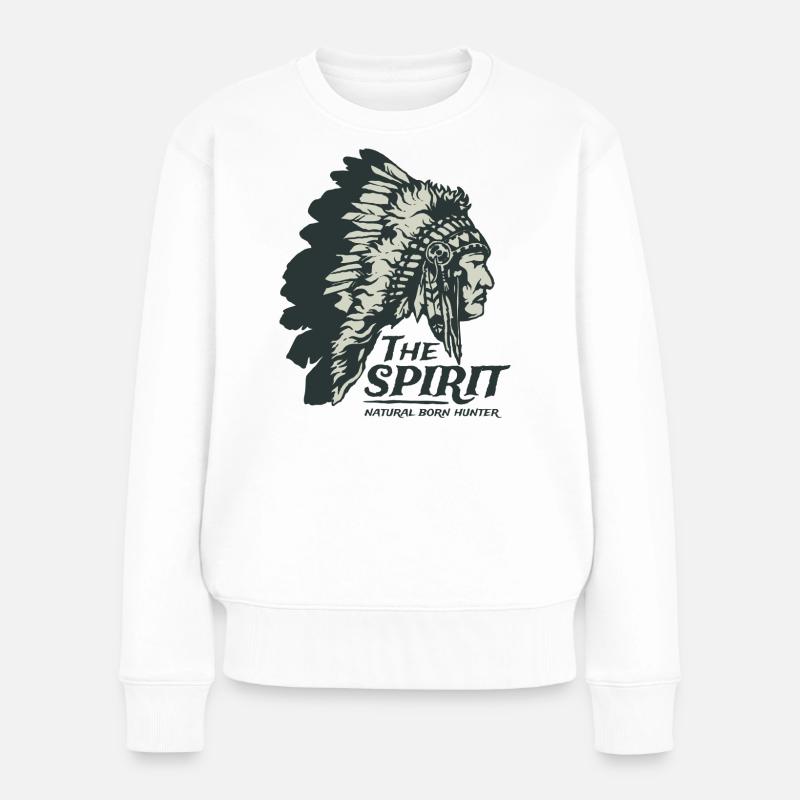 Indianer Häuptling Apache Federschmuck Geschenk - Frauen Premium Bio Pullover - Weiß